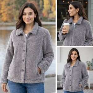 32 Degrees Women's Gray Teddy Jacket